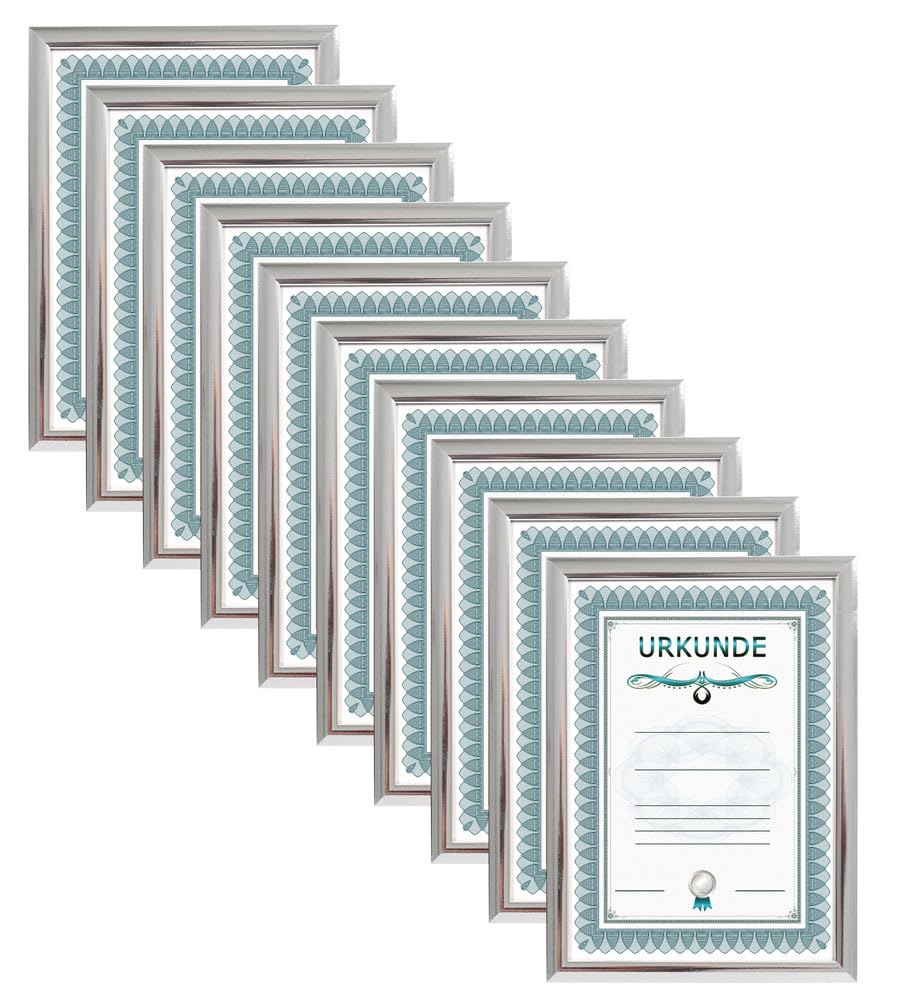 IDEAL TREND 2er 3er 5er 10er Pack Dokument Bilderrahmen 21x29,7 DIN A4 Urkunde Foto Rahmen: Farbe: 10er Pack Silber