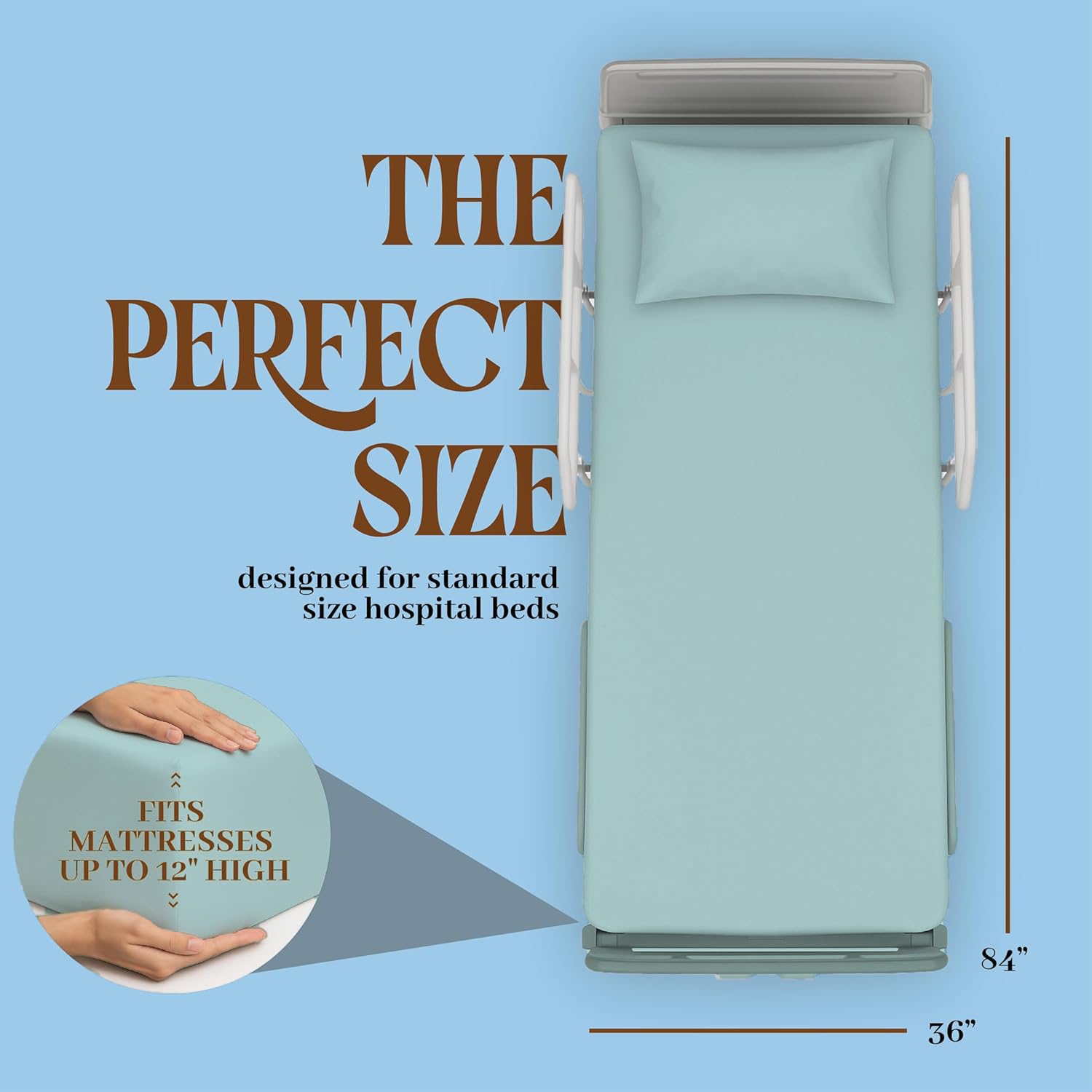 BLISSFORD - 2 Pack Fitted Hospital Bed Sheets with Elastic All Around for a Cotton Rich Soft Knitted Jersey Sheet, 36” x 84” x 12”- Blue 2 Per Pack 2 - Blue