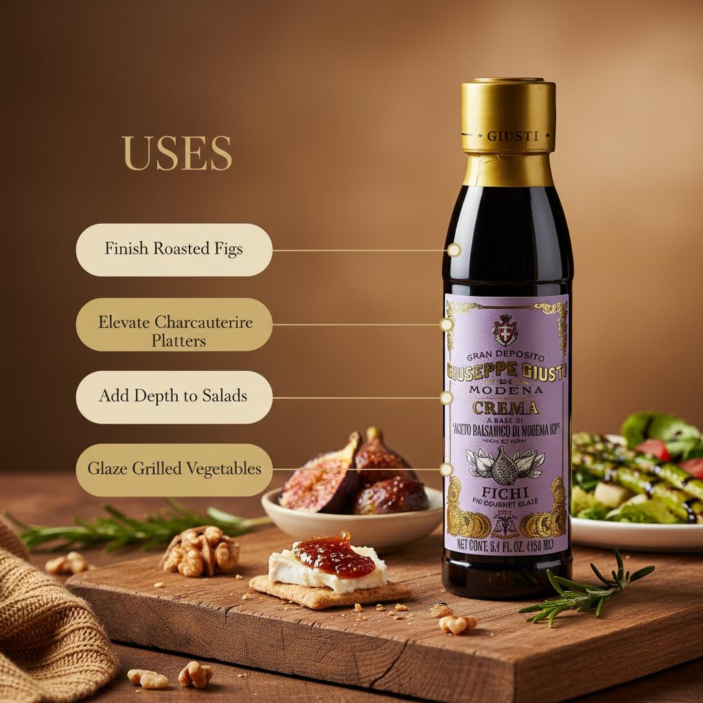Giuseppe Giusti Fig Glaze Balsamic Vinegar FITCHI 150ml, Sweet Fig Balsamic Drizzle 2