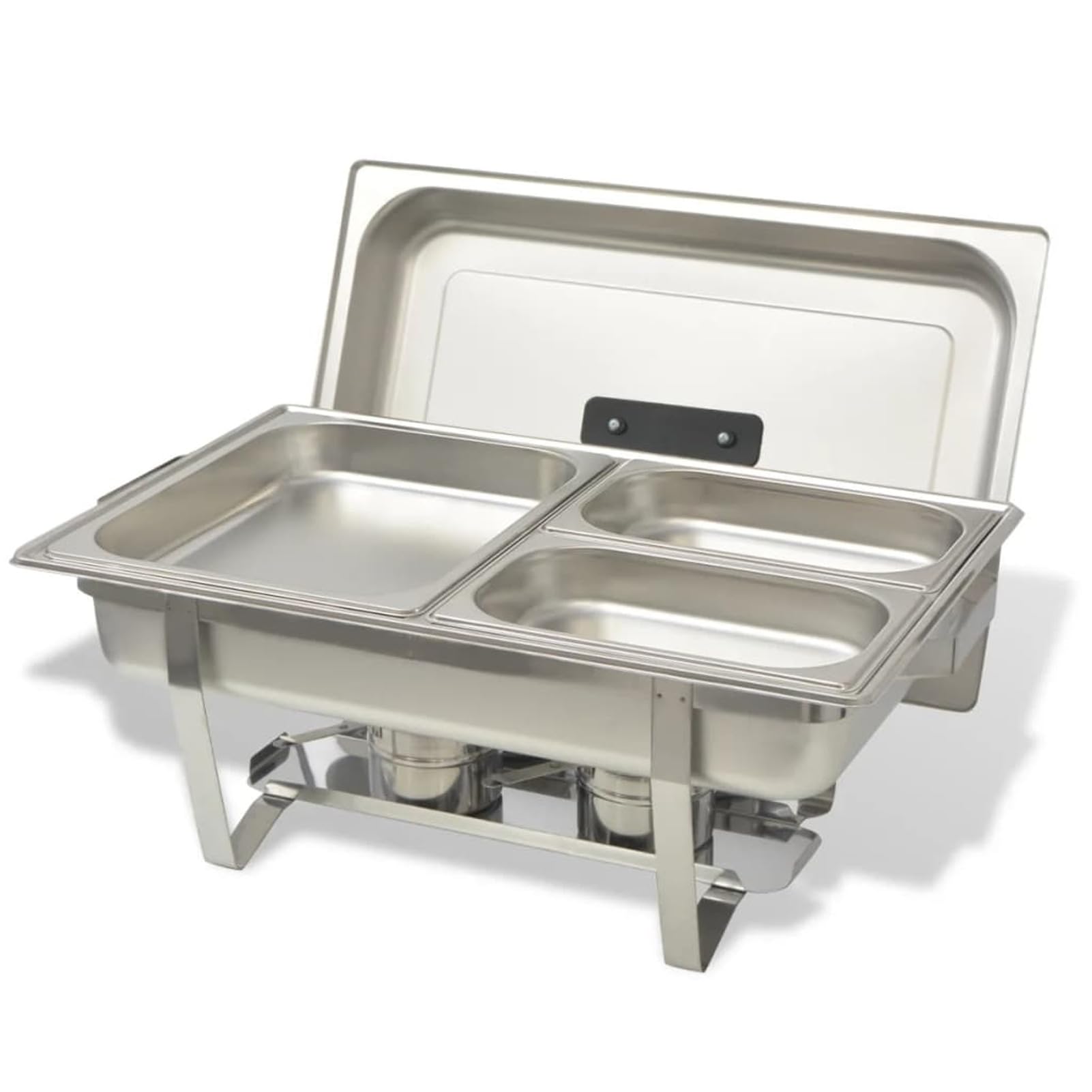 Juego de 3 bandejas calientaplatos de acero inoxidable-Chafing Dish Buffet Calientaplatos de Acero Inoxidable Recipiente Bandeja de Calefacción Ollas de Calefacción para Servir para Buffet de Ca