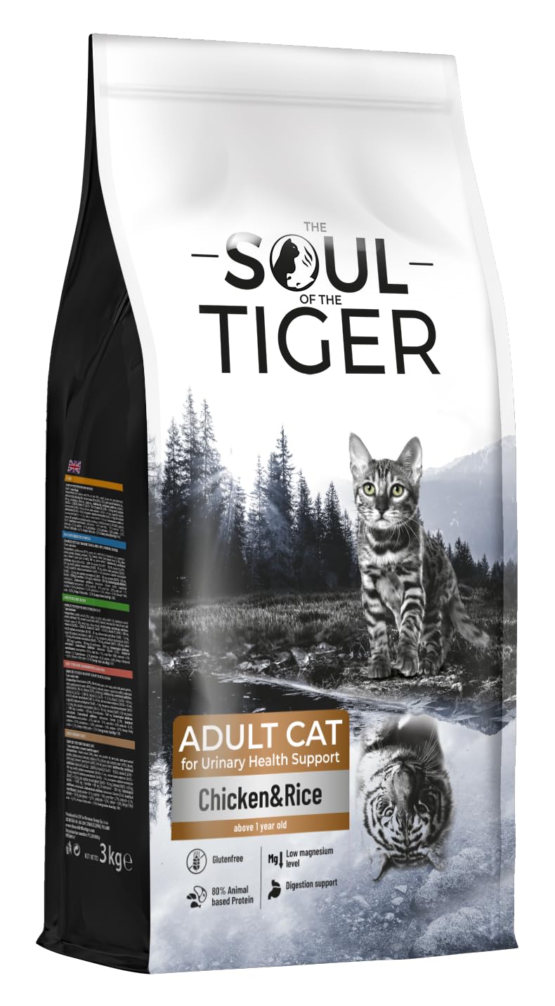 The Soul of the Tiger - Dry Food for Adult Cats with Chicken and Rice for Urinary Health Support, 3 kg