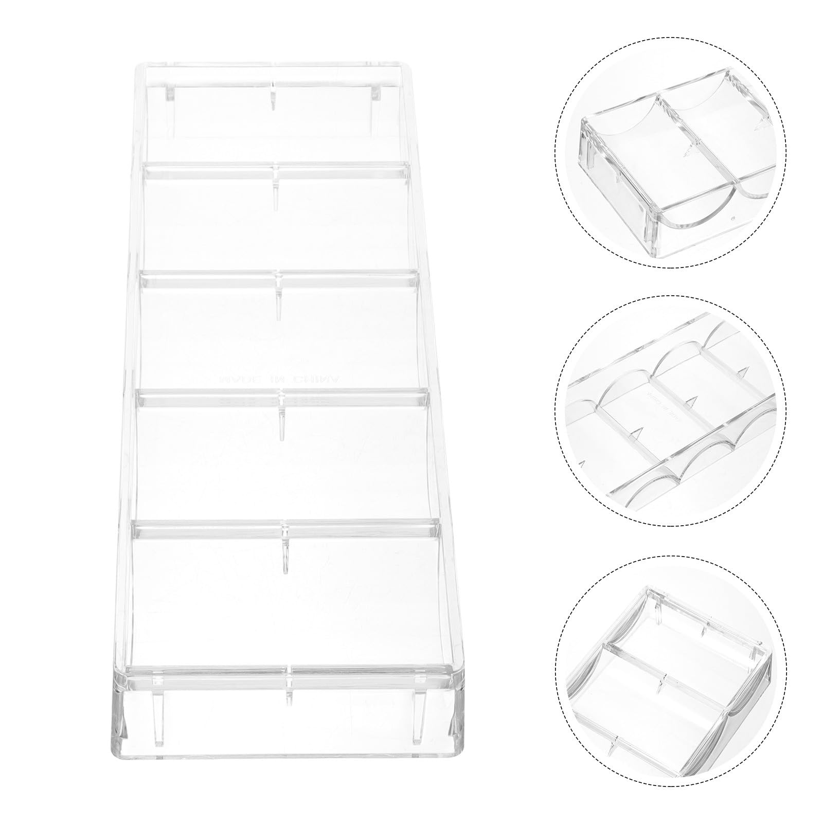Gatuida Caja Transparente de Acrílico Resistente 5 Compartimentos para Almacenamiento de Fichas de Póquer, Diseño Portátil y Gran Capacidad para Texas Poker