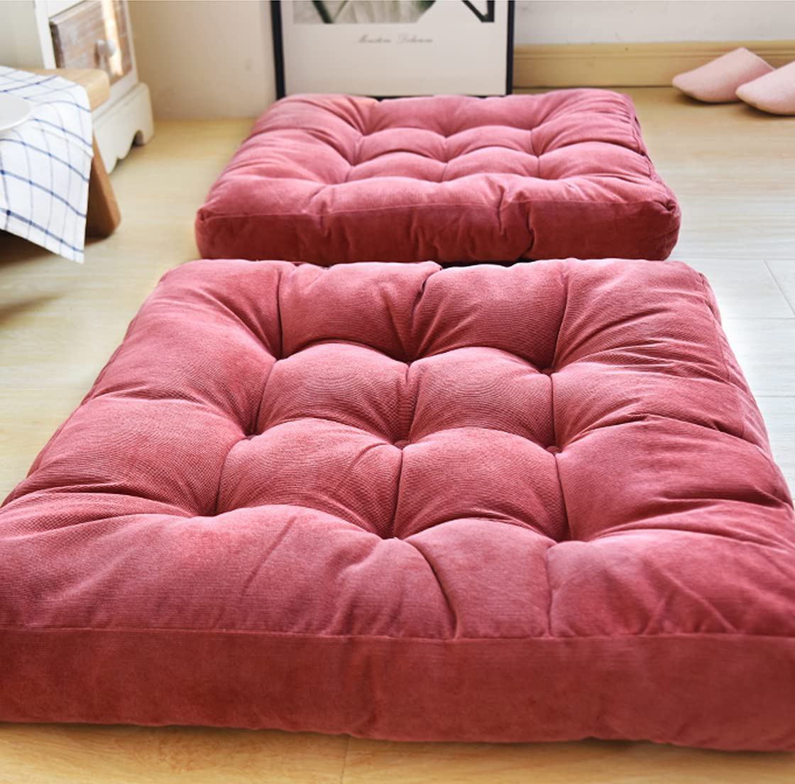 Cuscino Quadrato Da Pavimento Spesso 55x55 Cm – Morbido Per Meditazione, Yoga E Lettura, In Velluto A Coste, Tante Tinte