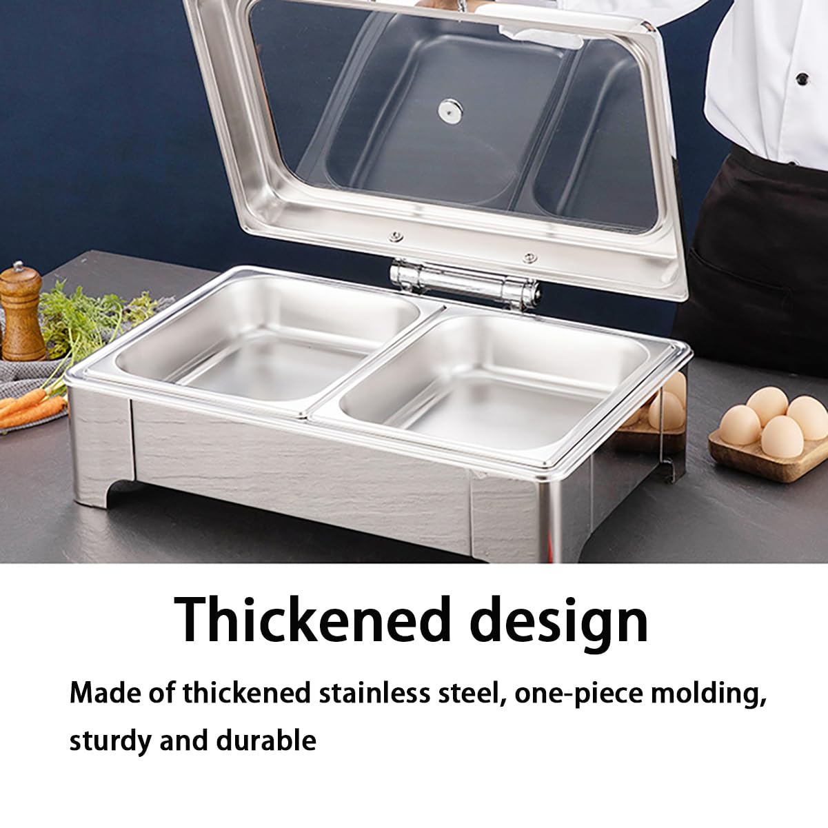 9L Stufa a Buffet in Acciaio Inox con Finestra visibile Flip Cover Forniture per ristoranti dell'hotel, Server a Buffet,B