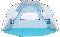 Vista 9 de WolfWise - Tienda de campaña para playa fácil de instalar con UPF 50 + paraguas portátil instantáneo con porche extendido con cremallera, para 4