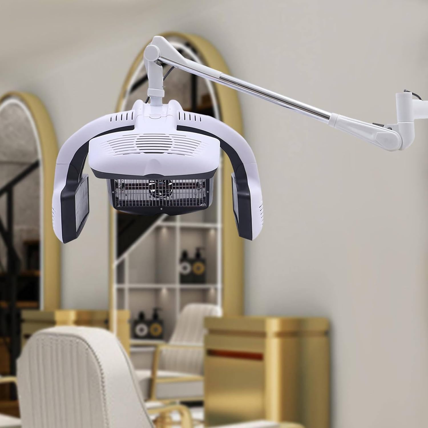Hairdressing Hair Dryer 1500W Wall Mounted Hairdressing Dryer 360 Swivel Adjustable Arm Hair Color Processor with Timer for