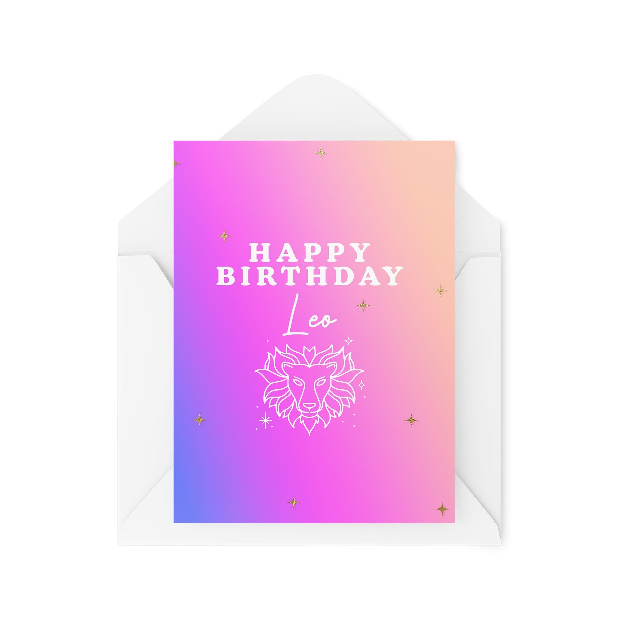 Kartka urodzinowa zodiaku - 'Happy Birthday' lew - znak wodny - kartka z lwem - kartka urodzinowa lwa - kartki urodzinowe ze znakiem zodiaku - CBH1831