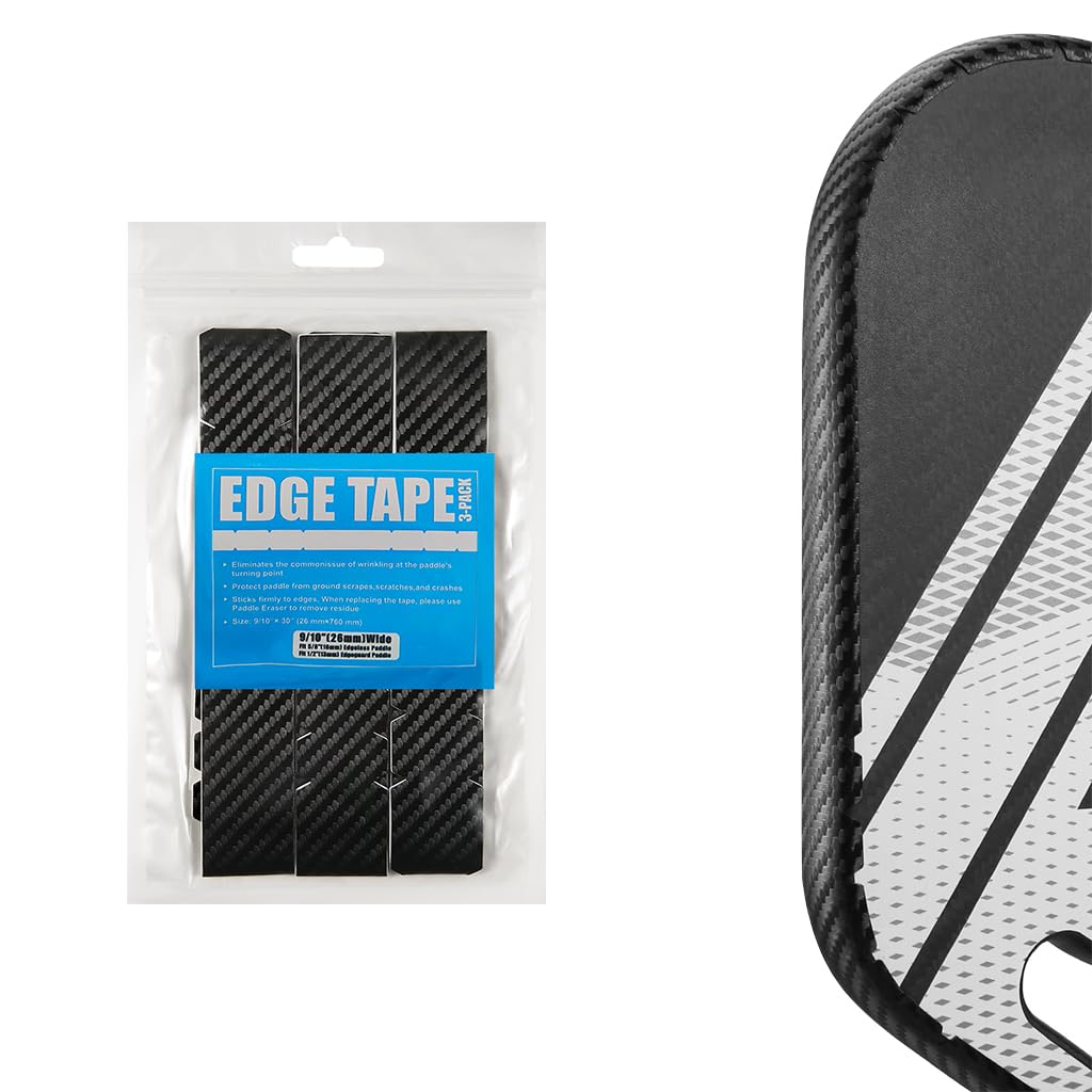 Proberos® Pickleball Paddle Edge Guard Tape 3 Pack 3K Texture Protection Tapes 20mm, 23mm, 26mm Width Cover Perfectly Fits Curved Without Wrinkling-Black-image-43