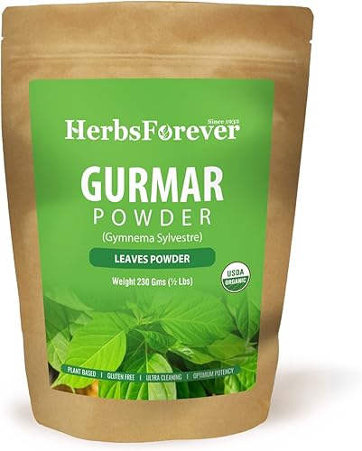 Miniatura 1 de Herbsforever Polvo Gurmar - Polvo de hojas - Gymnema Sylvestre - Apoya el nivel dulce saludable - Sin OMG, orgánico, vegano - 230 GMS