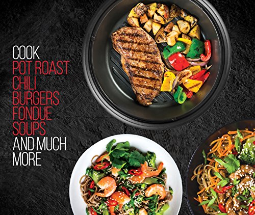 Chefman 3-In-1 Electric Indoor Grill Pot & Skillet, Slow Cook, Steam, Simmer, Stir Fry, 10-Inch Nonstick Raised Line Griddle Pan, Temperature Control, Tempered Glass Lid, 3-Quart, Black-Round #TOP2