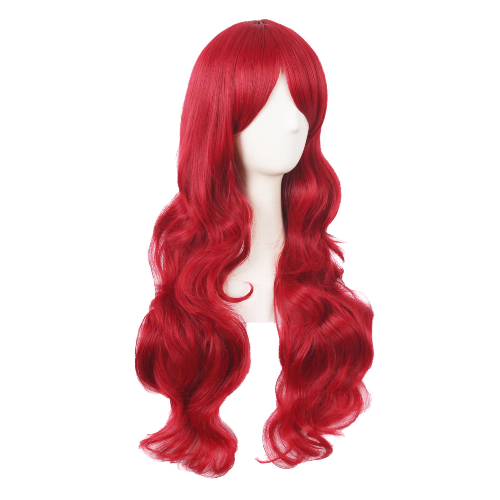 MapofBeauty 28 Inch/70 cm Charming Women Side Bangs Long Curly Full Hair Synthetic Wig (Bright Red), 21-22 inches - Image 2