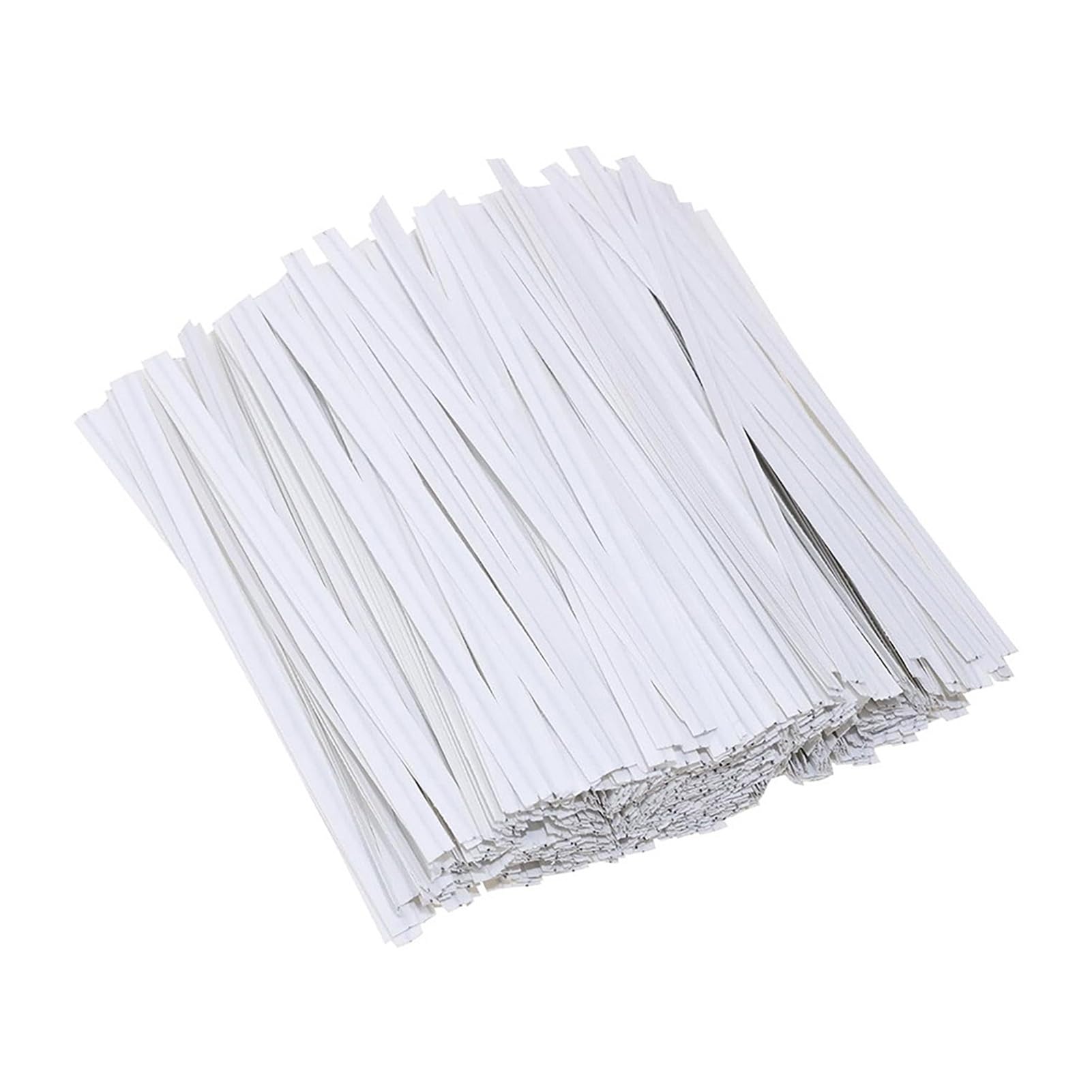 Qinlenyan 1000 Pcs Kraft Paper Twist Ties 3.5 Inch Reusable Bag Ties Wire Twist Ties Flexible Cable Ties for Packaging Bread Cake Pops Candy Party Favors White
