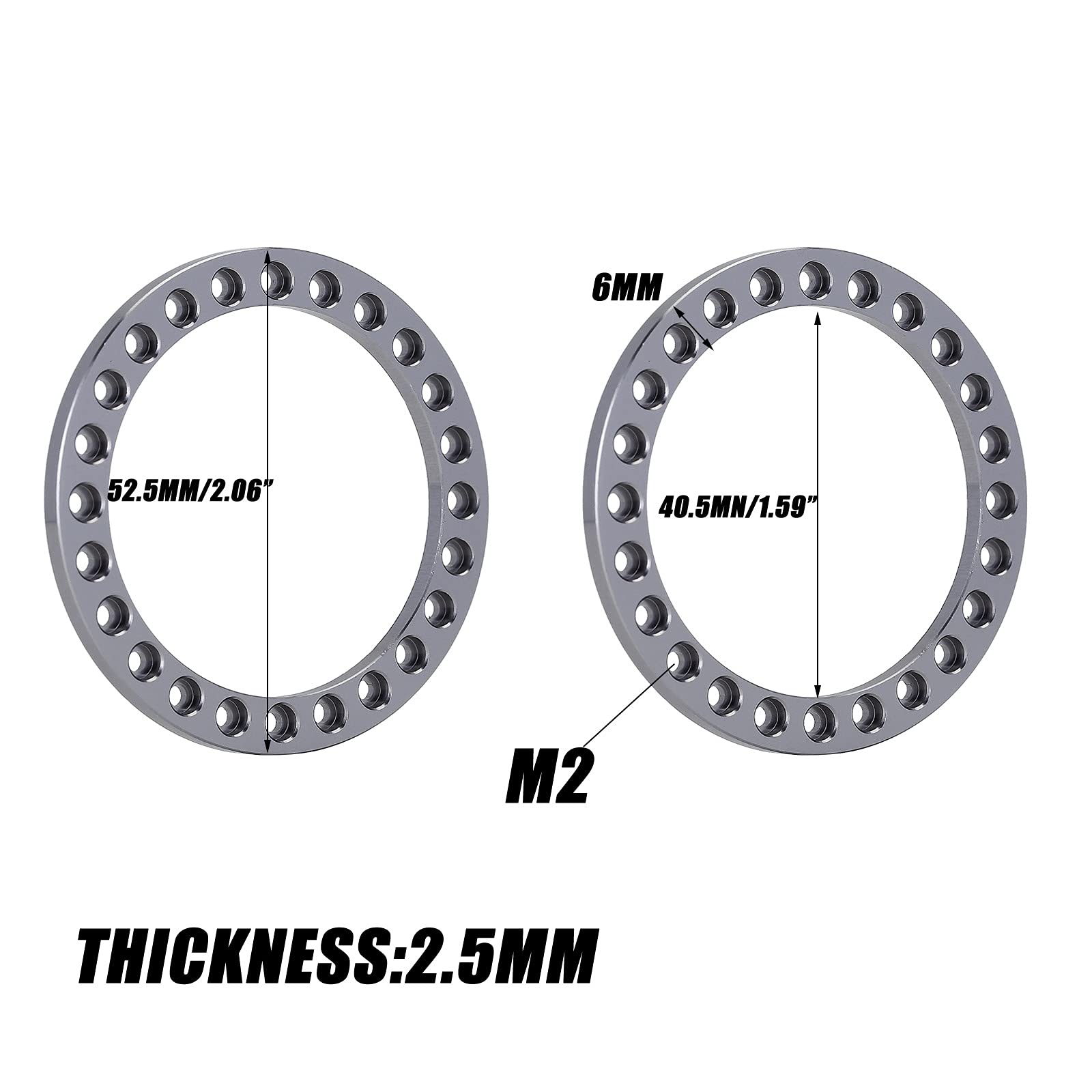 INJORA 1.9 Beadlock Wheel Ring CNC Out Beadlock Rings for 1.9 Wheels Rim 1/10 RC Crawler Axial SCX10 AXI03007 90046 TRX4?Grey
