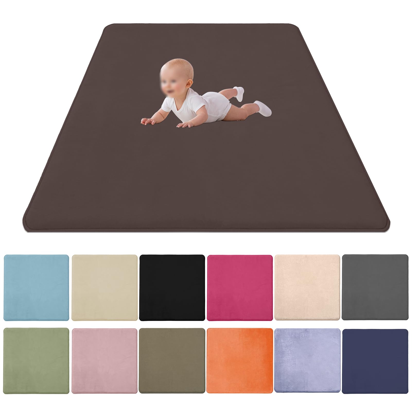 Zteiuqx Baby Play Mat, Coral Velvet Activity Rug for Tummy Time, Non-Slip Nursery Floor Mat for Infants, Kids 2CM Thick Memory Foam Crawling Mat 80x100cm/31.5x39.37inch — image 1