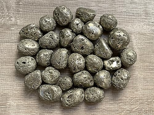 Image of GAF TREASURES 1 /2 LB Pyrite Tumbled Stones, Polished Natural Pyrite Gemstone, Pyrite Healing Crystals (Pyrite)