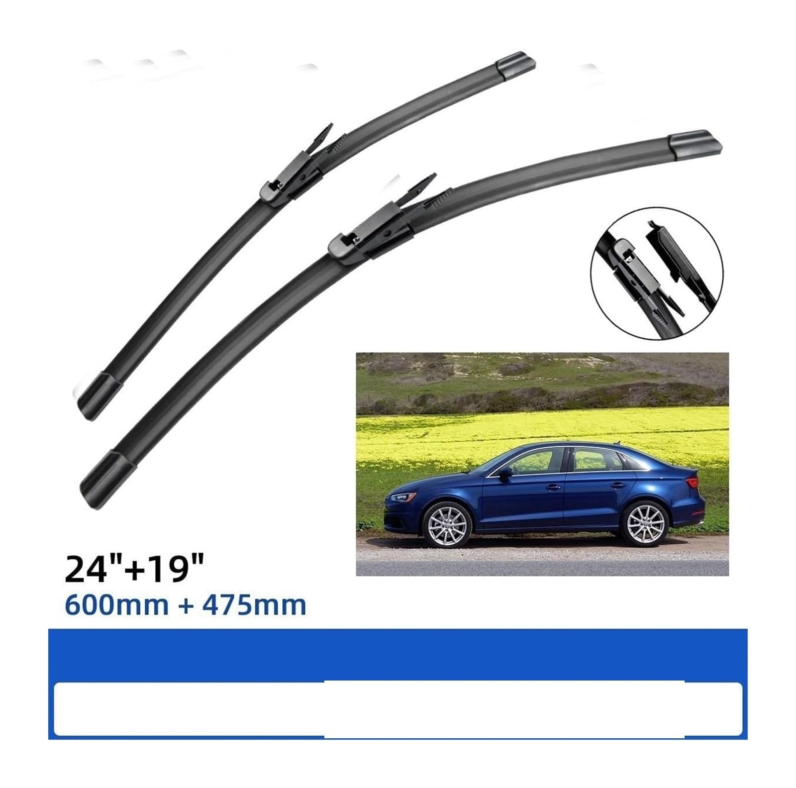 Para A3 S3 RS3 2005-2013 24"+19" Limpiaparabrisas Delanteros Parabrisas Ventana Coche Brazo Limpiaparabrisas Delantero
