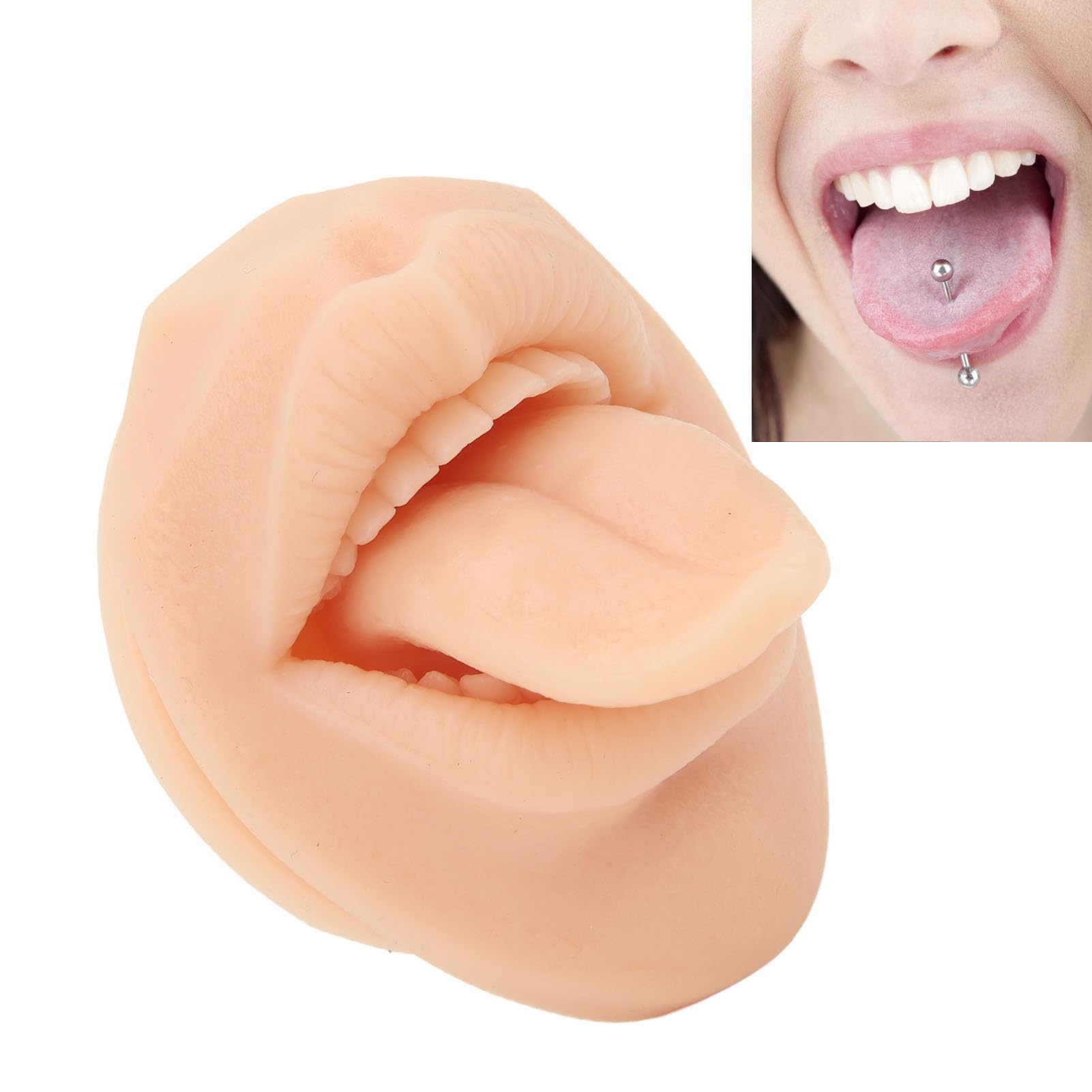 Parties du Corps de Pratique de Perçage Souples et Réutilisables, Modèle de Bouche de Langue en Silicone 3D, Conçu pour Imiter la Bouche et la Langue Humaines, pour les
