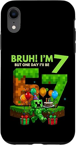 Bruh I'm 7 But One-Day I'll Be 67 Retro 7th Birthday Kids Case for iPhone XR