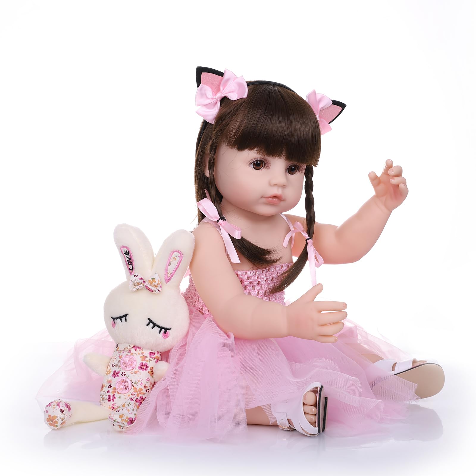 SYP 22 Pollici Bambole Reborn Femmina Realistico Reborn Bambola Tutta in Silicone Che Sembrano Vere Giocattolo Per Fatto a Mano Ragazzi e Ragazze Regali di Natale Reborn Regalo（Bambole Reborn 55 cm）