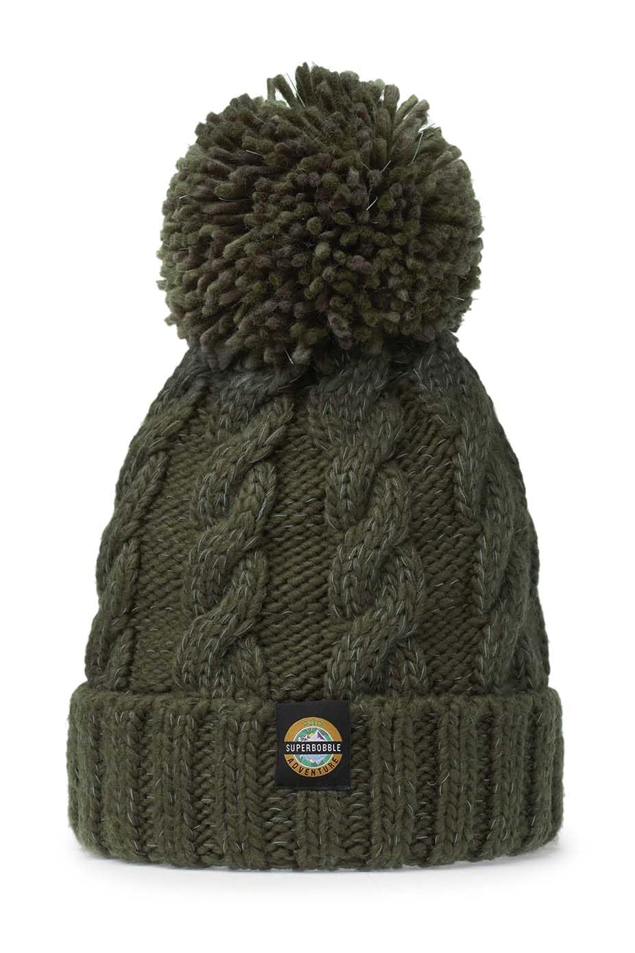 Greenland Cable Knit Unisex Reflective Super Bobble Hat Navy
