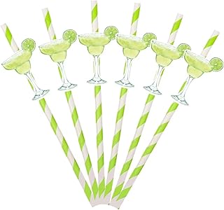 20Pcs Margs and Matrimony Bachelorette Straws,Margarita Glass Bride Straws for Margarita Matrimony Bachelorette Party Decorations Mexican Fiesta Bridal Shower Supplies(White&Green)