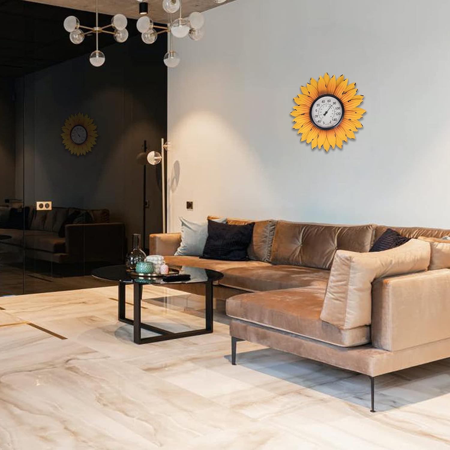 Outdoor Thermometers for Patio-Outdoor Thermometer - Patio Thermometer Wall Thermometer Sunflower Enclosure for Patio, Wall or Decorative, No Battery Required Hanging Thermometer