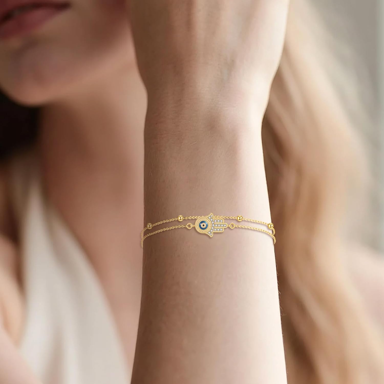 Hamsa Bracelet S925 Sterling Silver Evil Eye Hamsa Bracelet Protection Jewelry Gifts for Women - Image 5