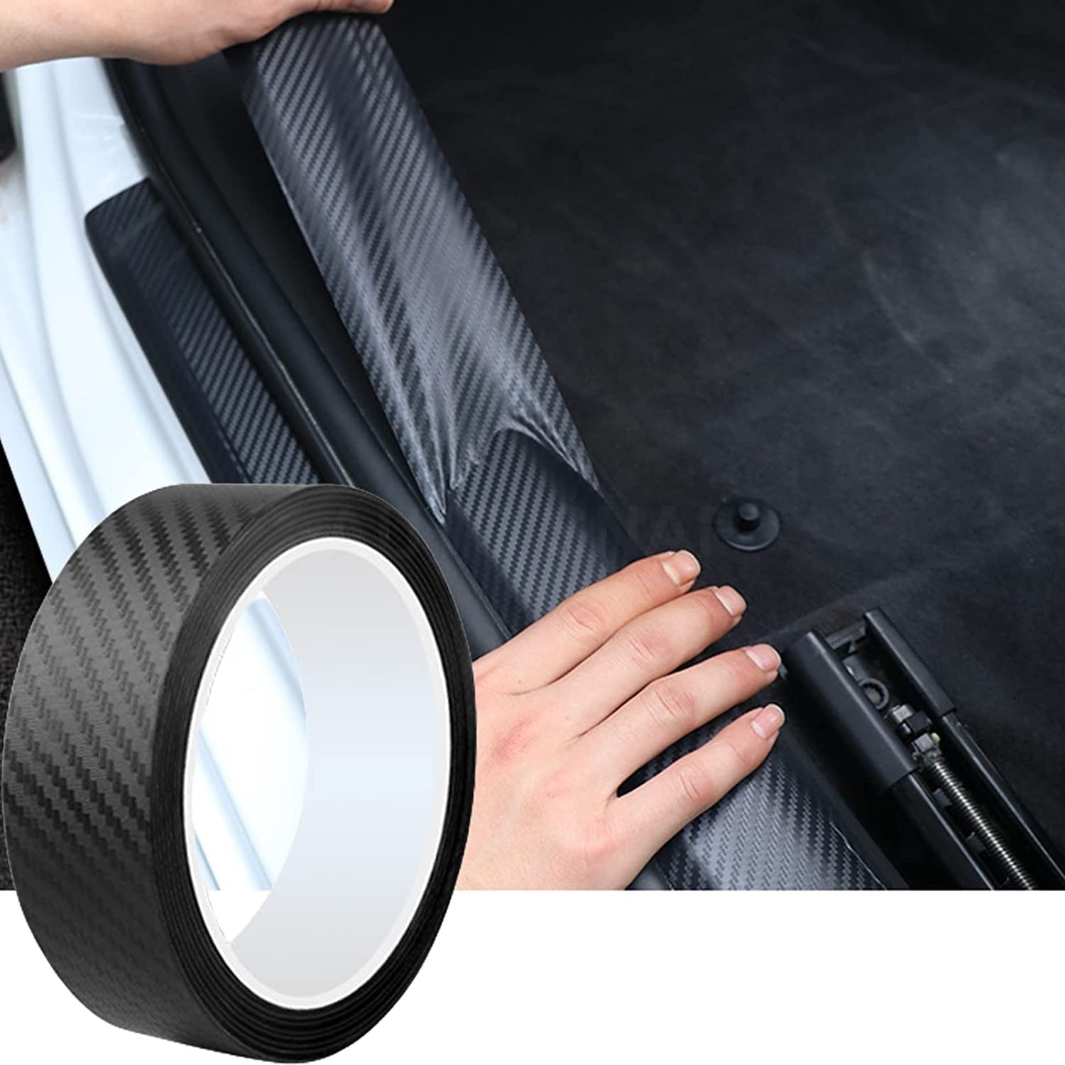 AUTO SNAP Carbon Fiber Strips Anti Scratch Carbon Fiber Protective Film Dry Carbon Fiber Detailing Vinyl Wrap Tape Car Door Edge Guard Sticker Black Carbon Fiber Detailing Wrap 3CM/3M