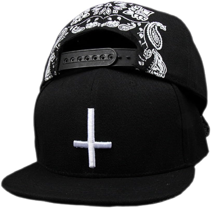 WEESDON Men's Fashion Cross Embroidery Paisley Snapback Hat Black