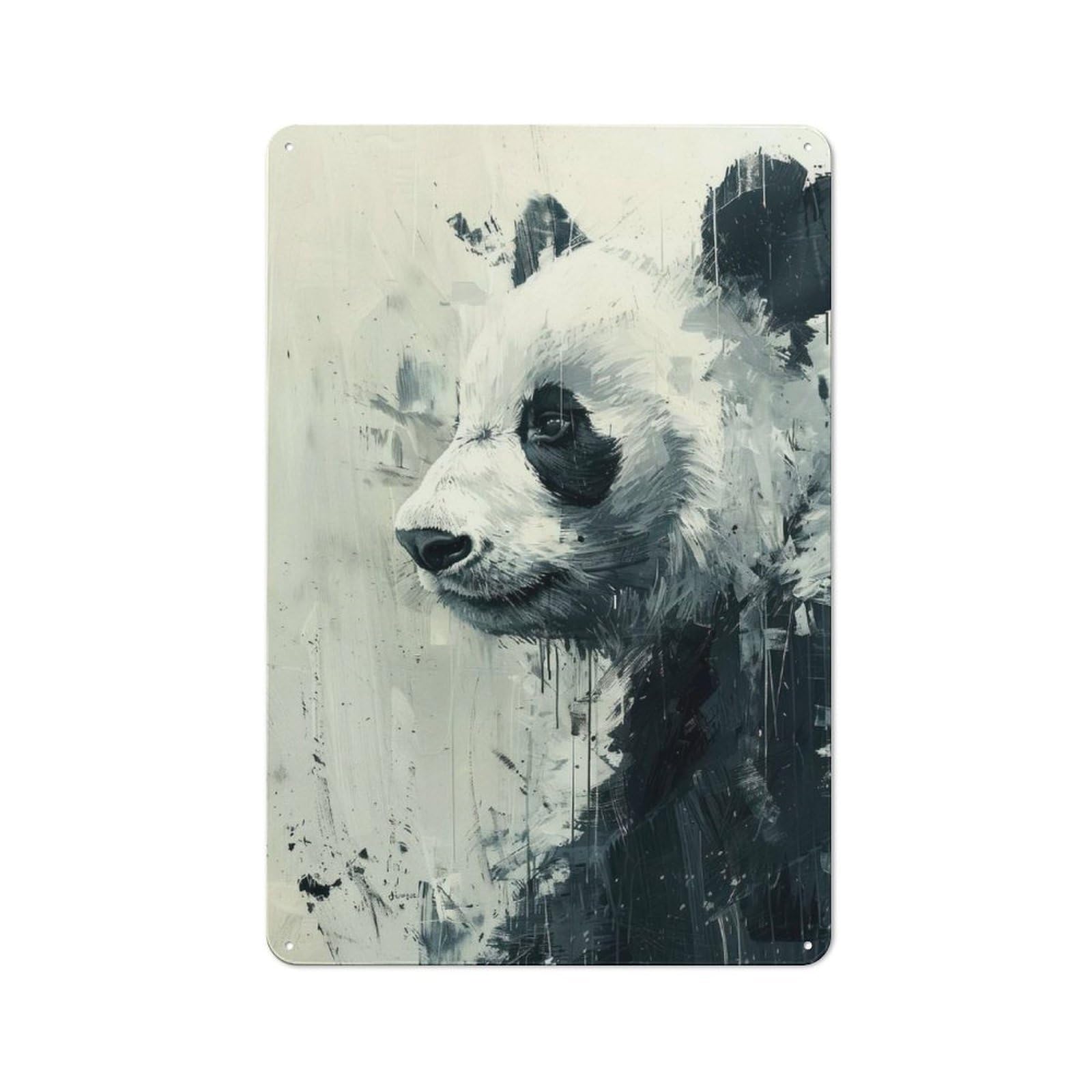 Junmoney Panda Painting Art Industrial-Style Metal Sign 30X20cm For Home Bar Wall, Housewarming Wall Decor For People Furnishing Home Bar
