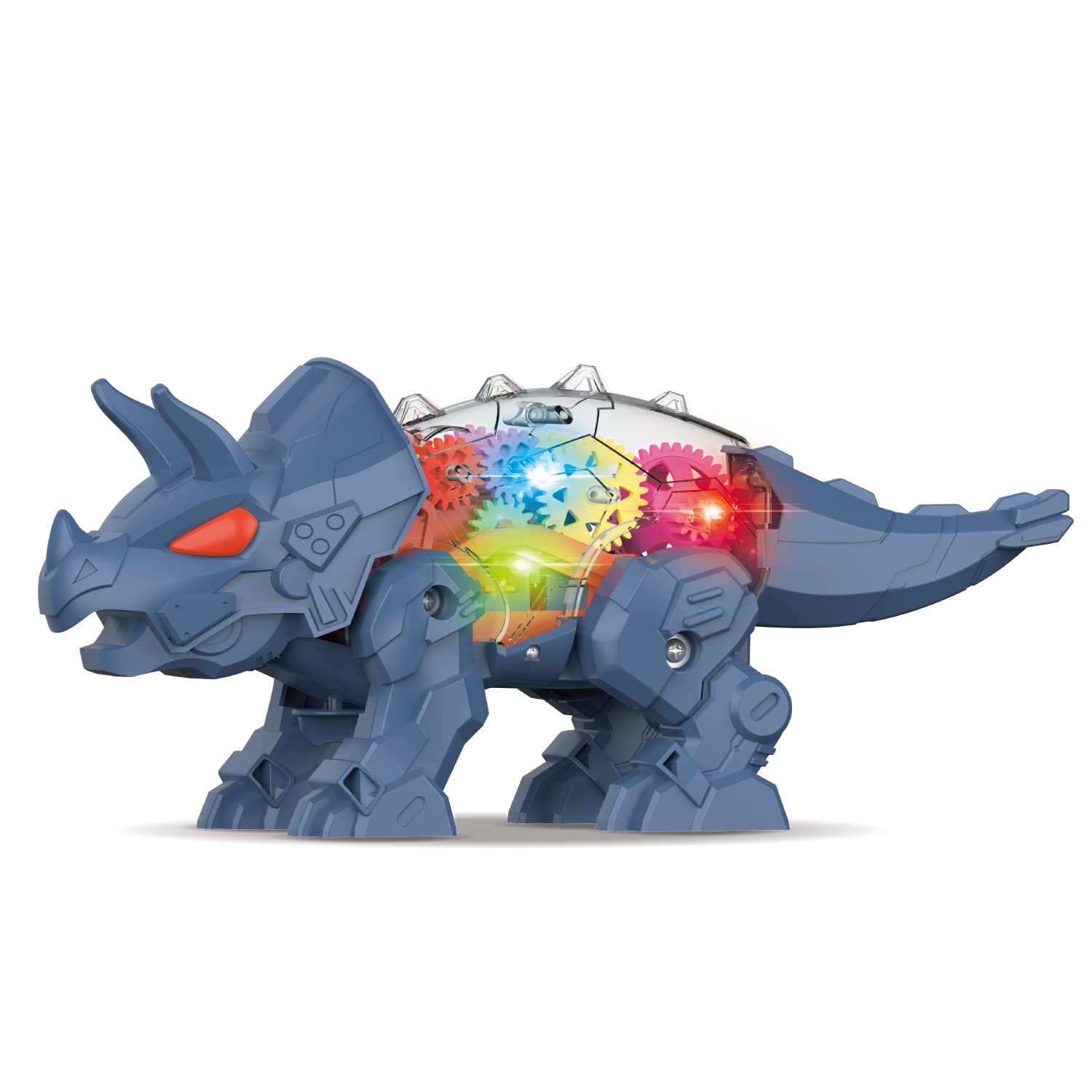 Little Story Electric DIY Gear Dinosaur With Light and Sound (Excluded 3 * 1.5 AA Batteries) - Blue