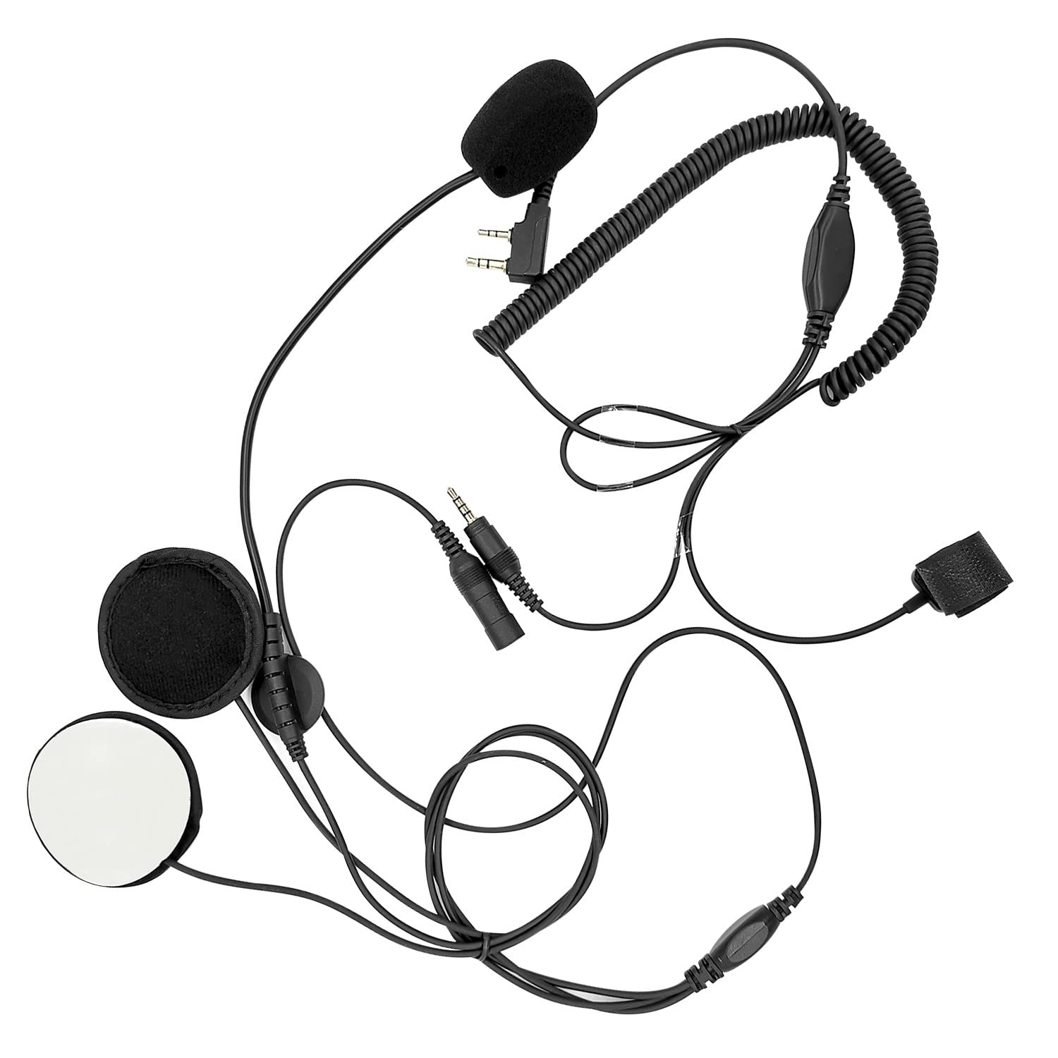 WODASEN Motorcycle Helmet Headset Helmet Earpiece Mic 2 Pin Compatible with Kenwood Compatible with Bao Feng Two-Way Radios