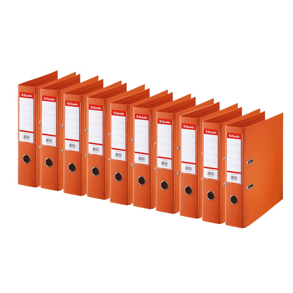 Esselte Standard, Pack de 10 Archivadores de palanca, naranja, lomo de 75 mm, A4, PP, 320240