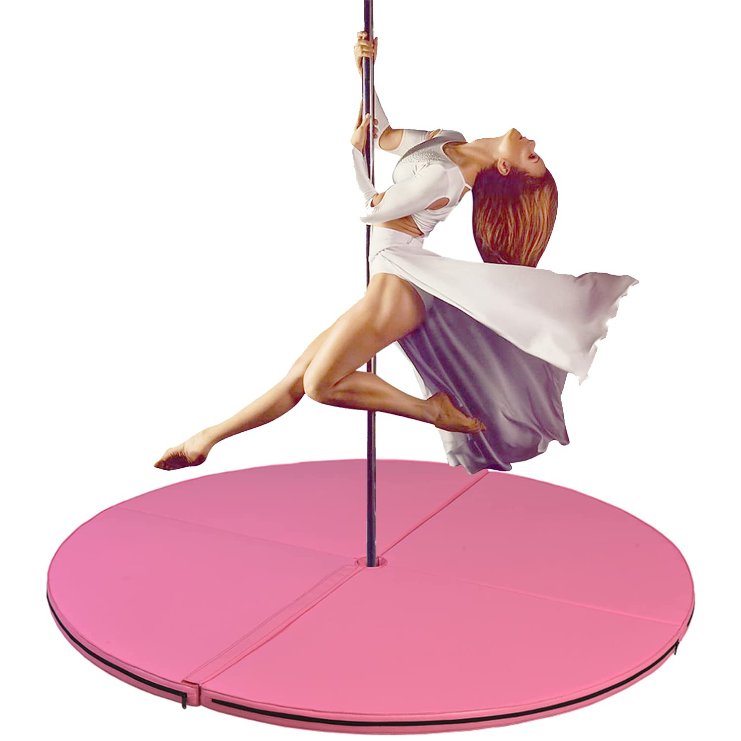 Tapis de gym circulaire pliant avec mousse haute densité absorbante