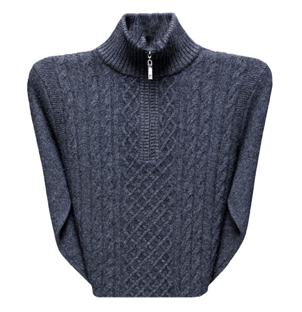 Pull d'hiver en cachemire homme col semi-zippé, douceur absolue - 7
