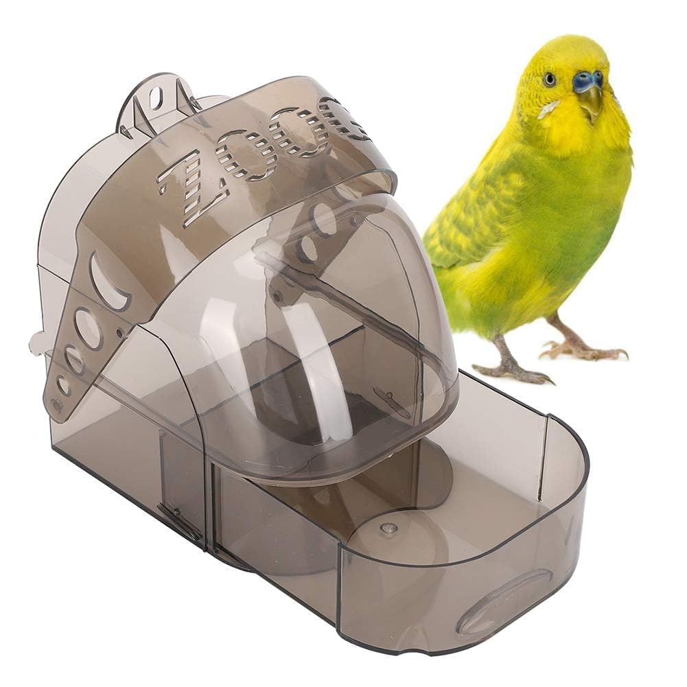 Bañera para pájaros, jaula para pájaros colgante, bañera, caja de ducha de plástico para pájaros, caja de alimentación multifunción para loros grises y negros