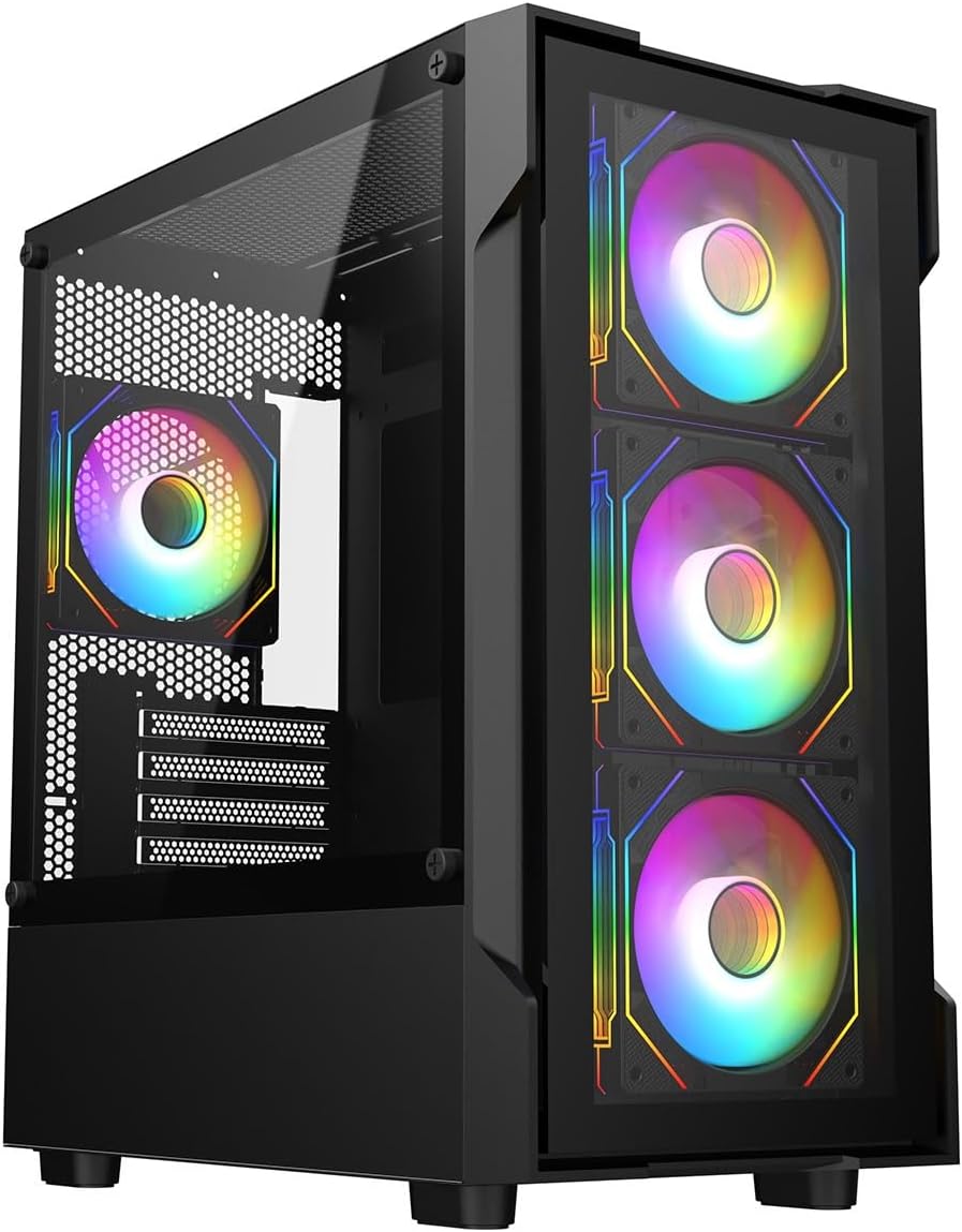 Gaming PC Tower – Intel Core i5, RTX3050 6GB, 16GB RAM, Storage (1TB SSD), Windows 11 Pro, 1-Year Warranty – Complete Gaming PC Set for Home & Office Neo Black