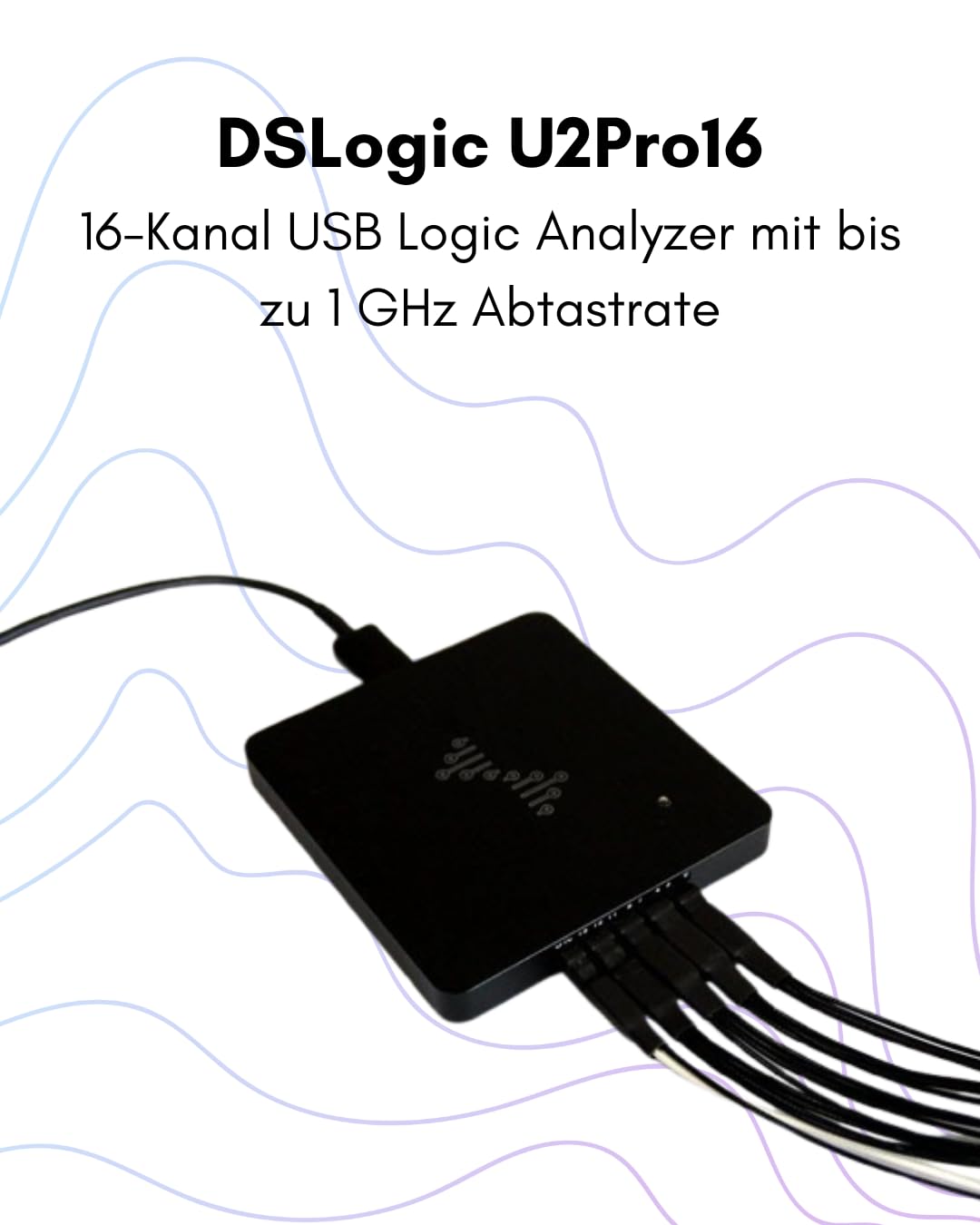 DreamSourceLab DSLogic U2Pro16 – 16-Kanal USB 2.0 Logikanalysator, bis zu 1 GHz Abtastrate, 4 Gbit Speicher, 16 G Stream-Tiefe, einstellbarer Schwellenwert, Aluminiumgehäuse, DSView-kompatibel