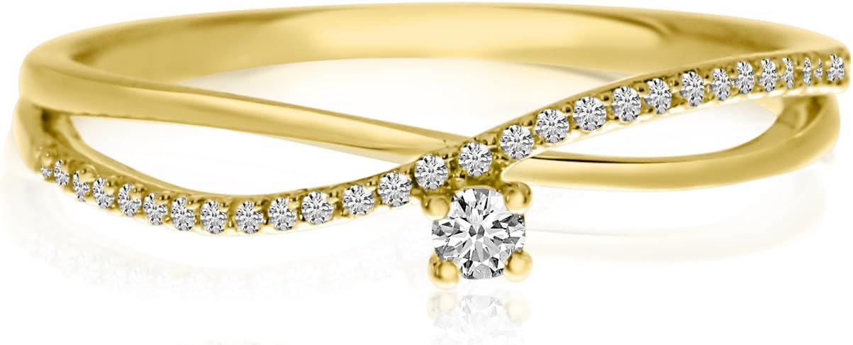 585 Yellow Gold Stackable Diamond Bypass Ring