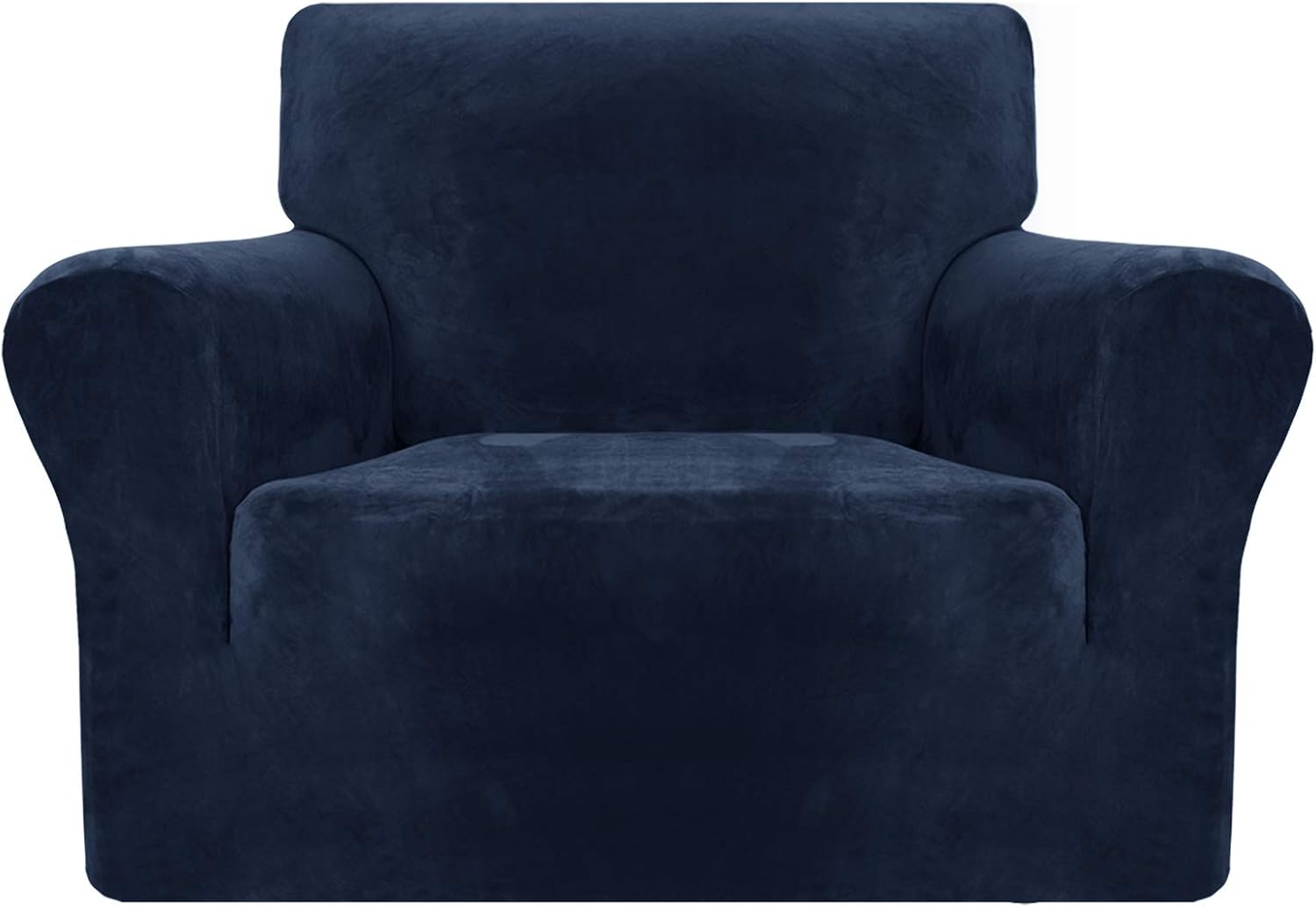 MAXIJIN Thick Velvet Chair Covers for Armchairs Super Stretch Non Slip Sofa Cover 1 Seater Dogs Cat Pet Living Room 1-Piece Elastic Couch Protector Chair Slipcover with Arms (Chair, Navy Blue)