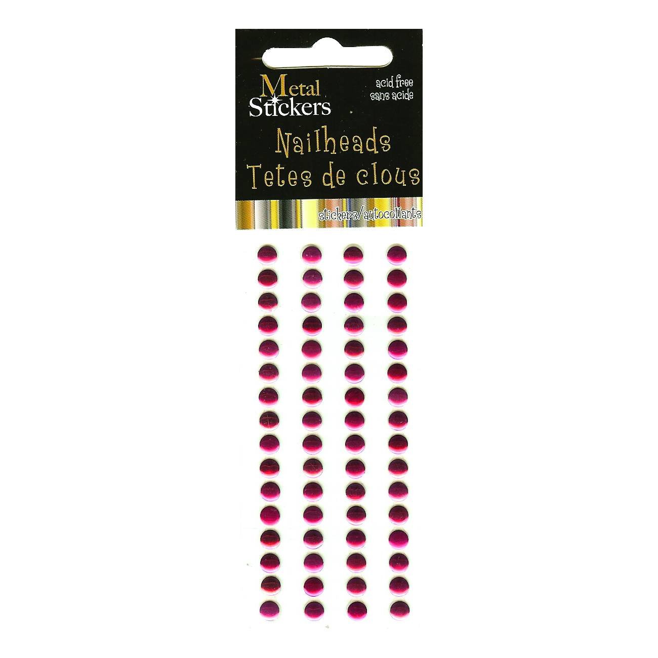 Metal Stickers Nailheads 5mm Round 64/Pkg-Hot Pink