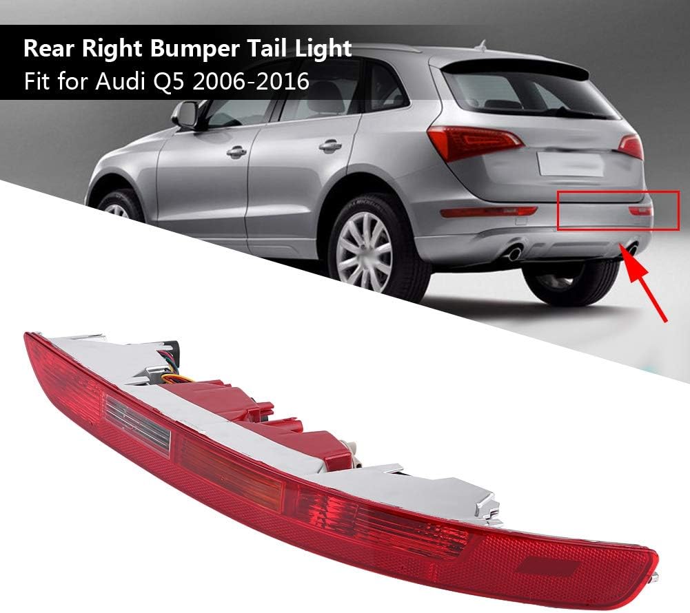 Qiilu Rear Right Side Lower Bumper Red Reverse Tail Light Fog Lamp for 2006-2016 Replaces 8R0945096 (Only Fit for European version)