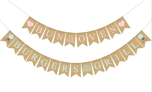 Miniatura 5 de Baby-Q BBQ - Decoración para fiesta de baby shower, panecillo en el horno, cartel de revelación de género de hamburguesas en la parrilla, letrero de