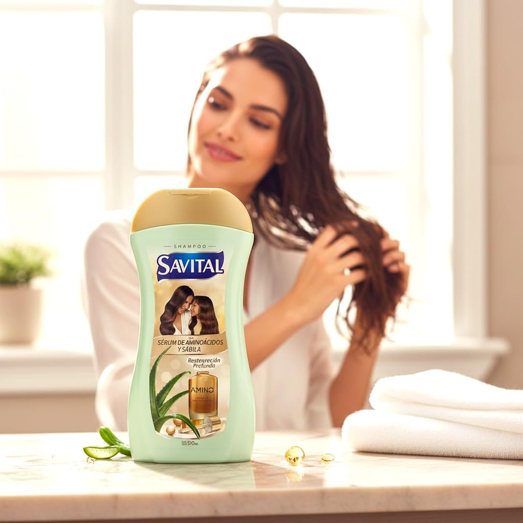 Savital Shampoo (510ml) and Conditioner (490ml) Set with Amino Acid Serum and Aloe – Daily Hair Care Duo for Soft, Smooth, and Shiny Hair