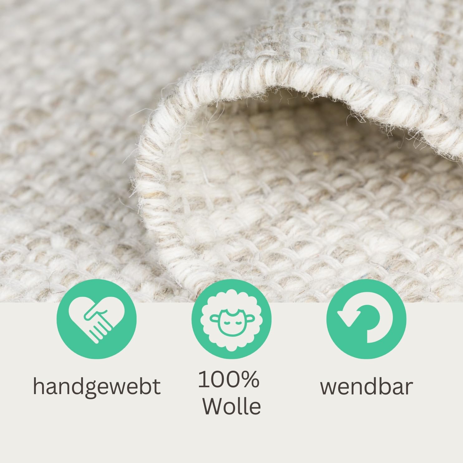 WoolHeaven Wollteppich Aus Schurwolle - Handgewebt 240x290cm In Creme-Weiß - Für Gemütliche Wohnzimmer