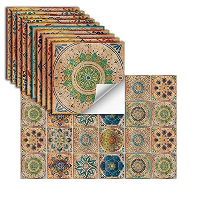 24 Pcs Peel and Stick Tile Backsplash Self-Adhesive Tile Sticker Vinyl Wall Stickers for Kitchen, Bathroom, Fireplace, Cupboard Decoration,HZ-56,6x6inch