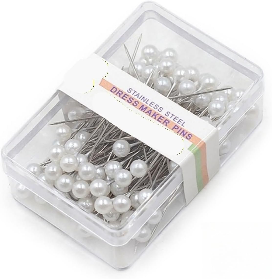 100Pcs 40mm Round Pearl Color Head Pins Stitch Straight Push Positioning Needle for Quilting Dressmaking DIY Sewing Craft(Light Blue)