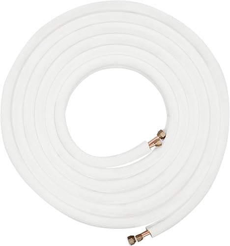 Juego de mini línea dividida de 25 pies, tubos de cobre gemelos de 14 y 12 pulgadas de diámetro exterior, 38 pulgadas de grosor, línea de cobre