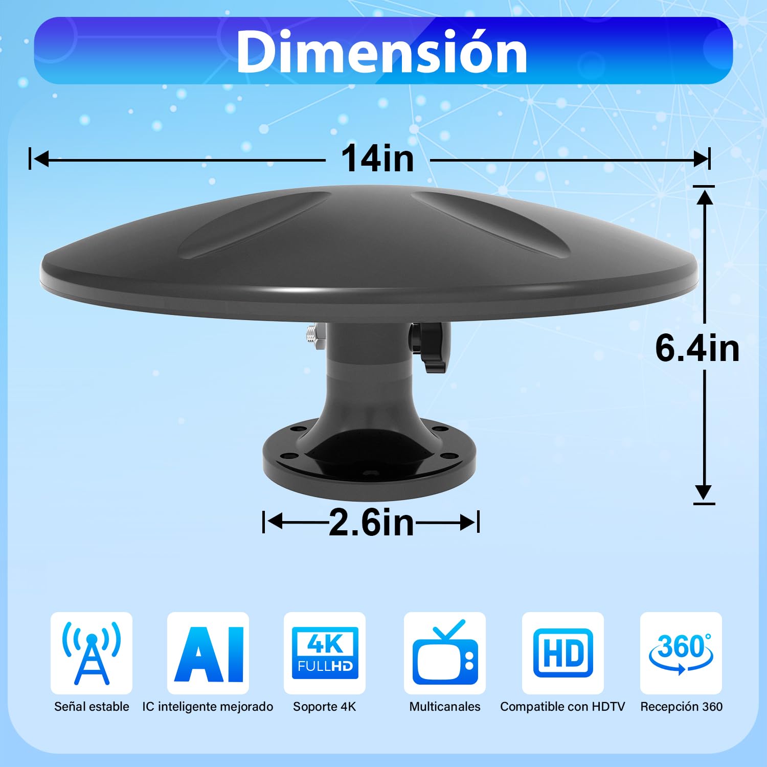 RV antenna, Antenna de RV,Antena de televisión al Aire Libre, recepción omnidireccional Adecuada para televisor HD al Aire, autocaravanas, vehículos recreativos, Camiones,Impermeable fácil de Instalar