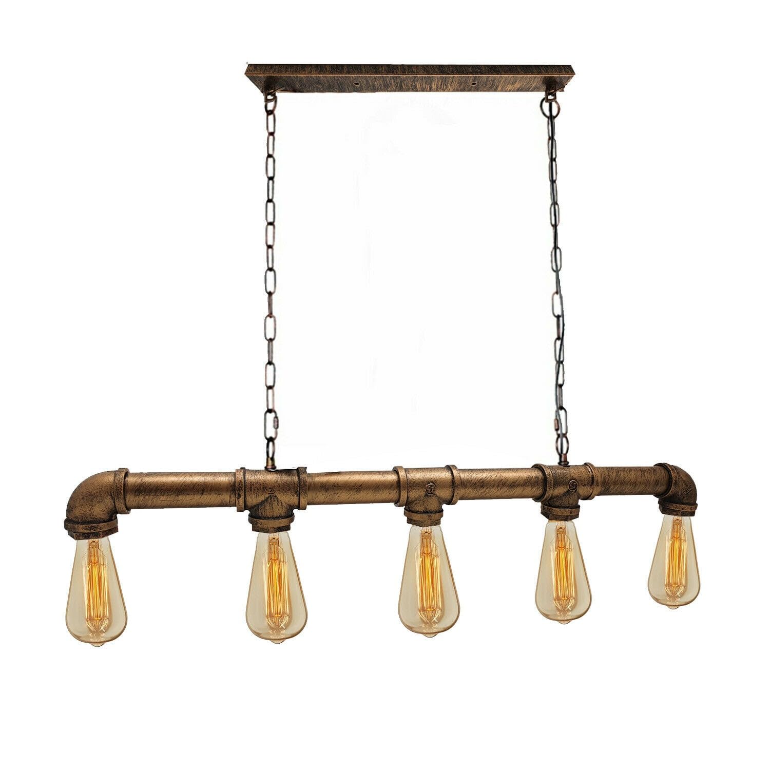 Lustre vintage industriel en cuivre brossé Steampunk en métal - Pour salon, chambre à coucher, restaurant, étude, couloir